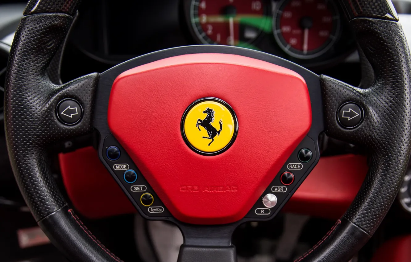 Photo wallpaper Ferrari, logo, Ferrari Enzo, Enzo, steering wheel