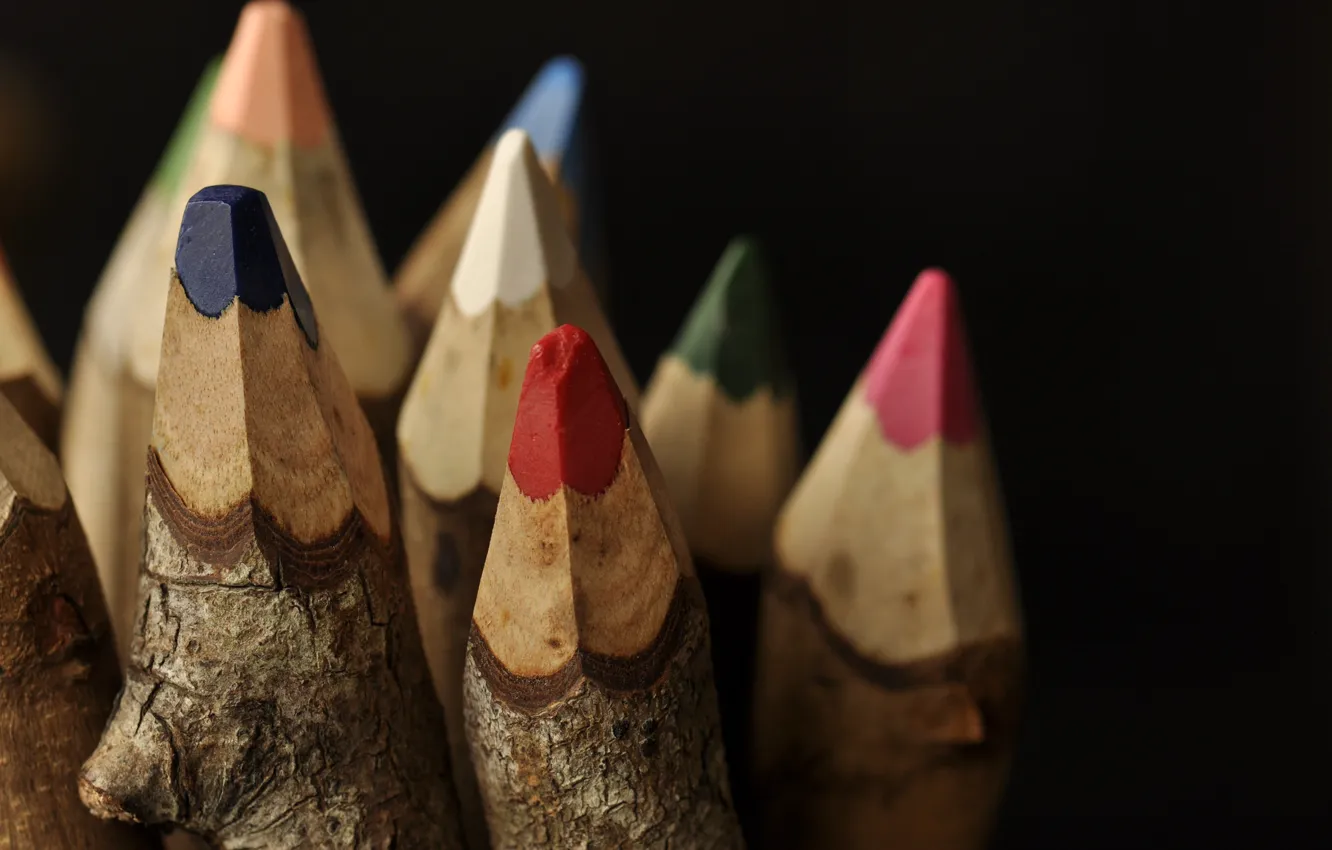 Photo wallpaper macro, background, pencils