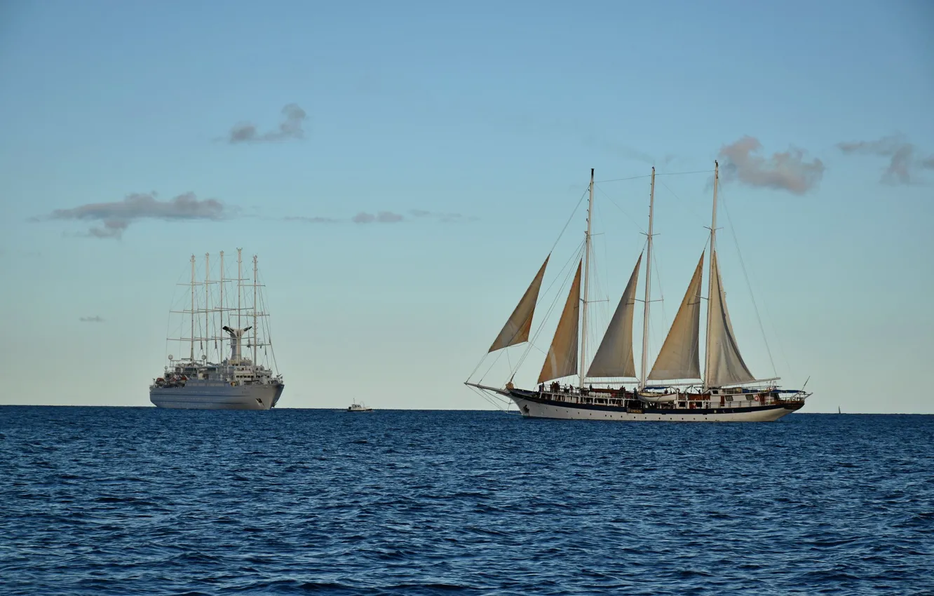 Photo wallpaper sea, ships, sailboats