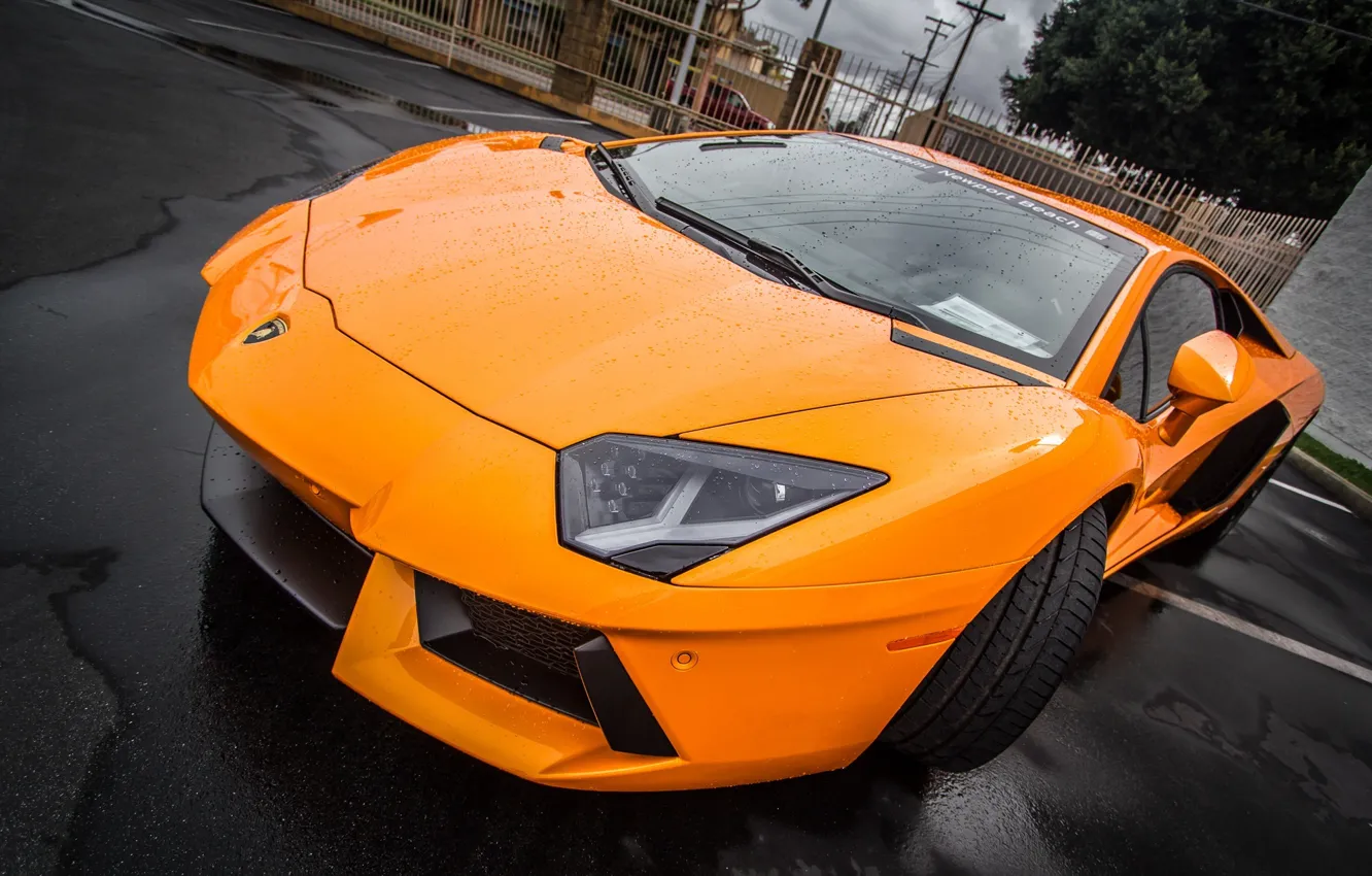 Photo wallpaper Lamborghini, Beach, LP700-4, Aventador, Newport