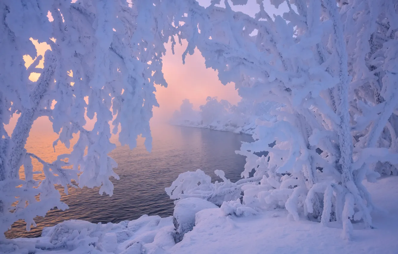 Photo wallpaper winter, snow, landscape, The Kola Peninsula, Maxim Evdokimov