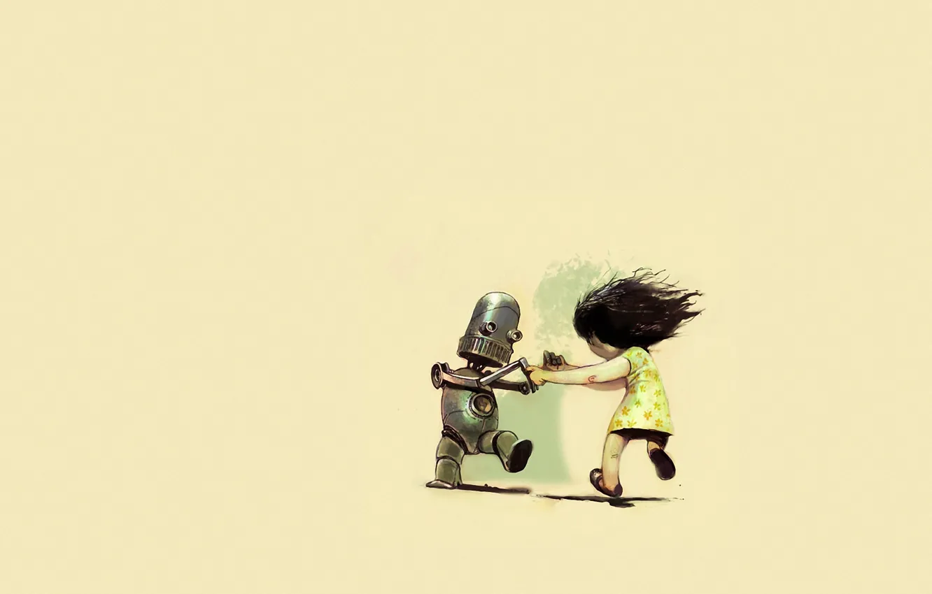 Photo wallpaper robot, girl, dance