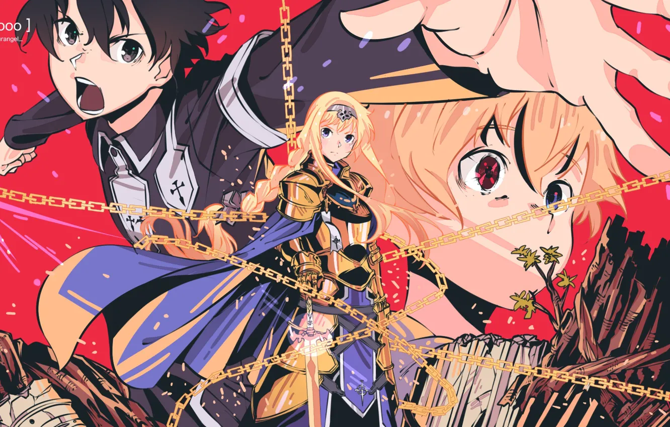 Photo wallpaper girl, sword art online, sword art online, kirito