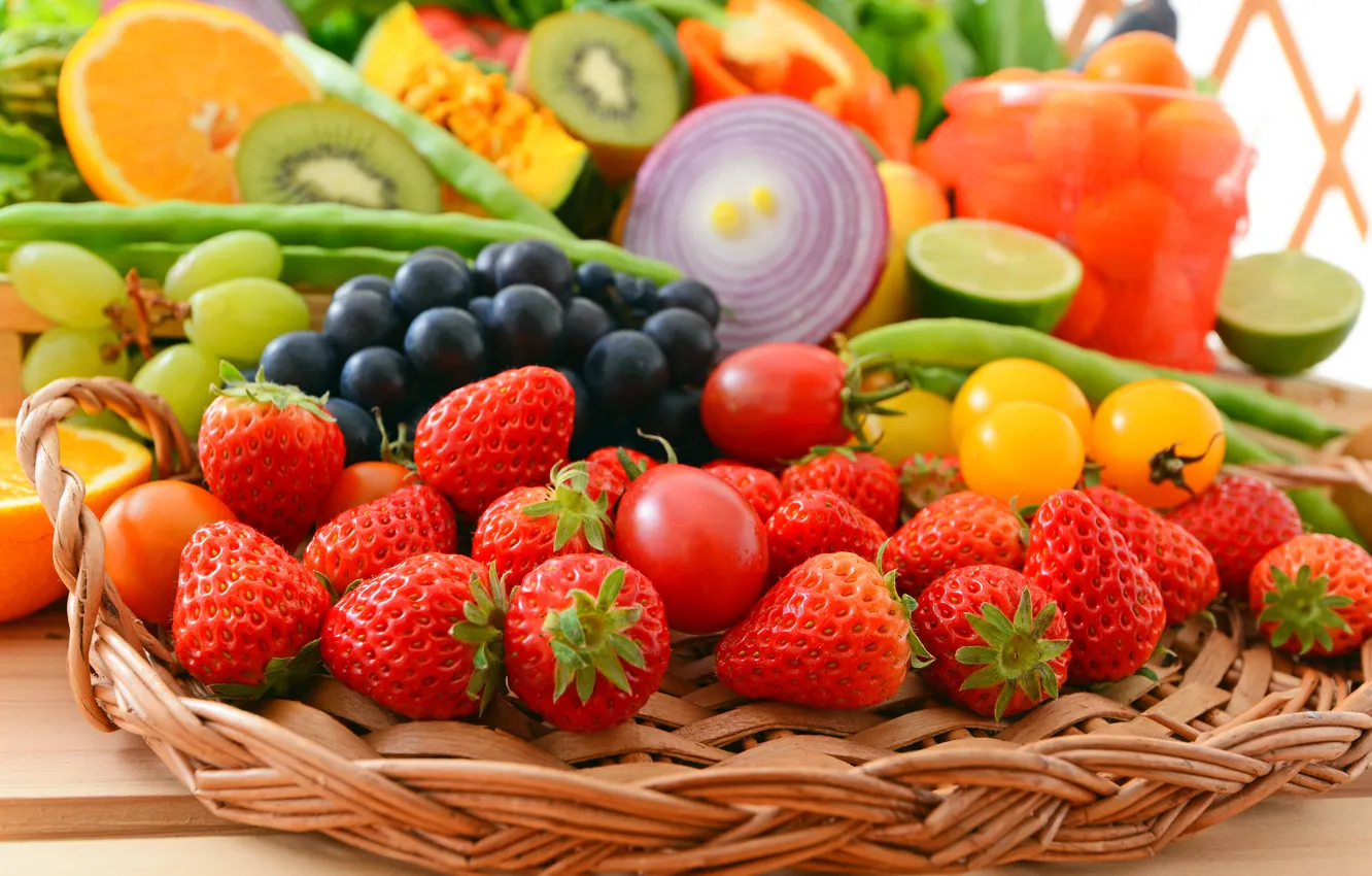 Photo wallpaper berries, fruit, vegetables, fresh, fruits, berries, vegetables