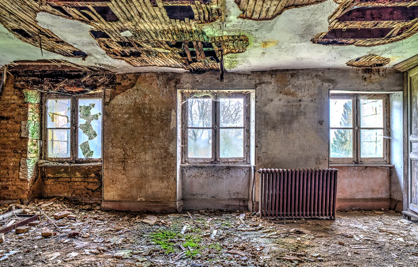 Photo wallpaper room, window, battery