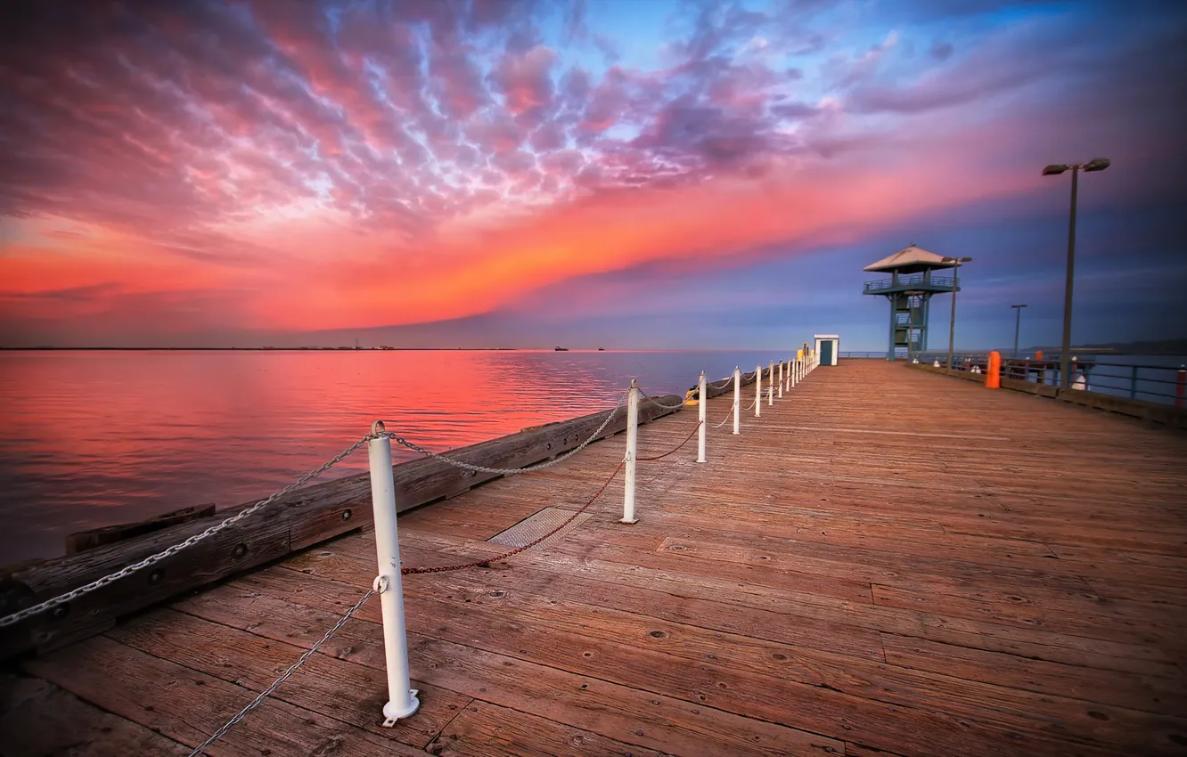 Photo wallpaper landscape, sunset, Marina