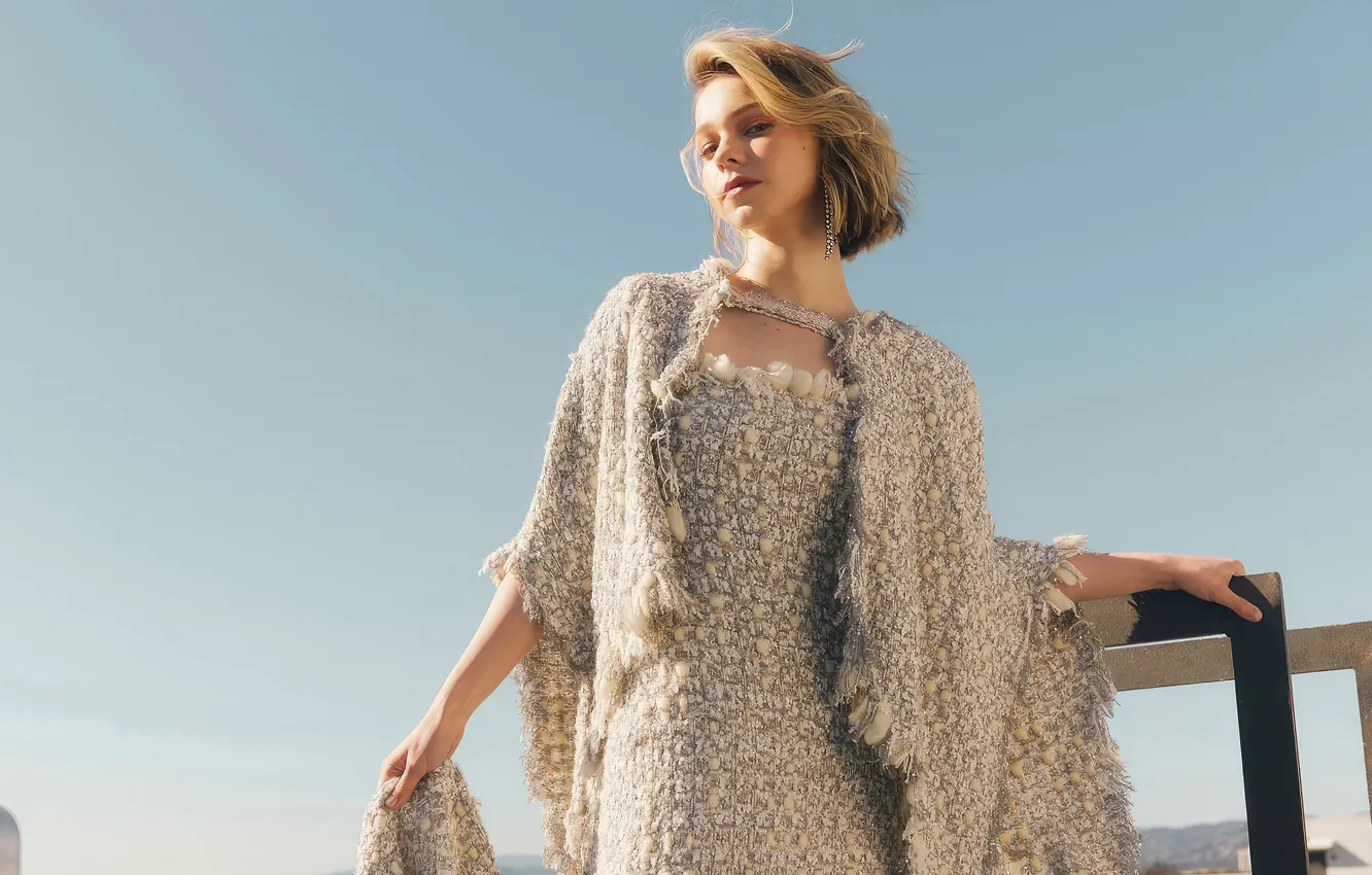 Photo wallpaper look, girl, photo, dress, Emma Myers