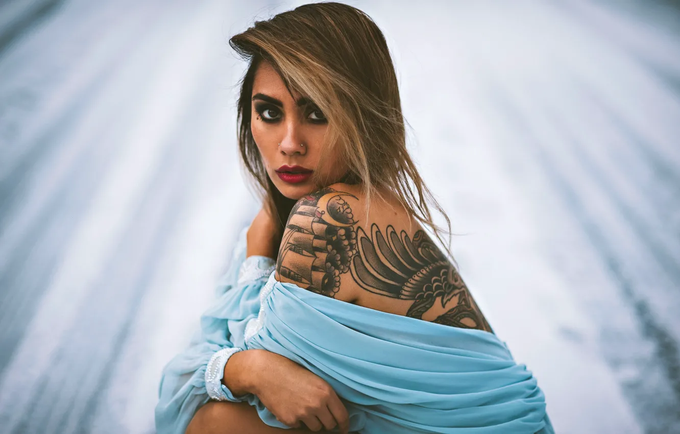 Photo wallpaper look, girl, tattoo, tattoo, looks, Lizzie Hornshuh