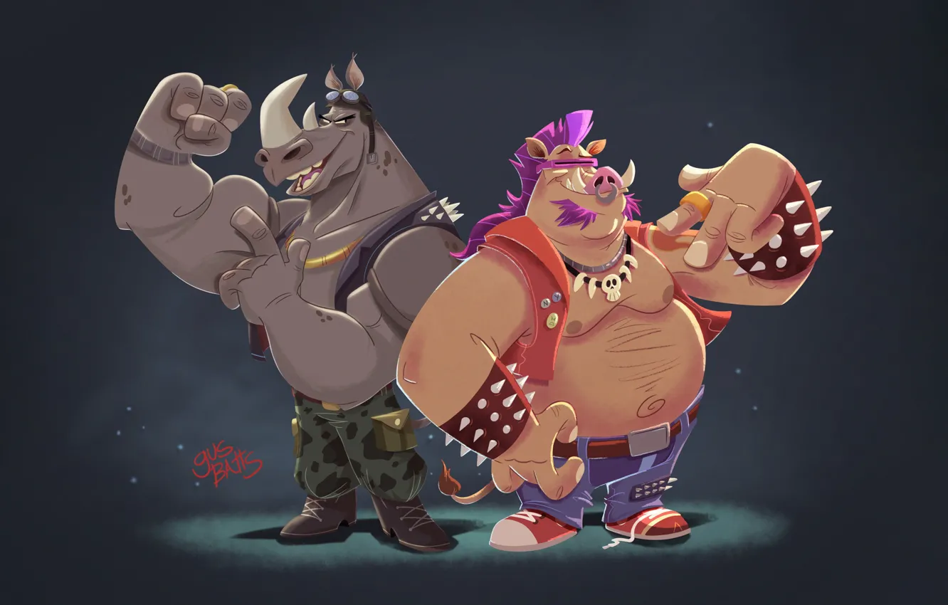 Photo wallpaper style, background, cartoon, minimalism, art, chain, boar, Rhino