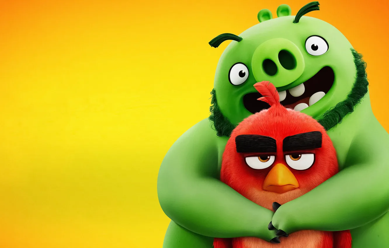 Photo wallpaper bird, pig, Angry Birds, hugs, The Angry Birds Movie 2
