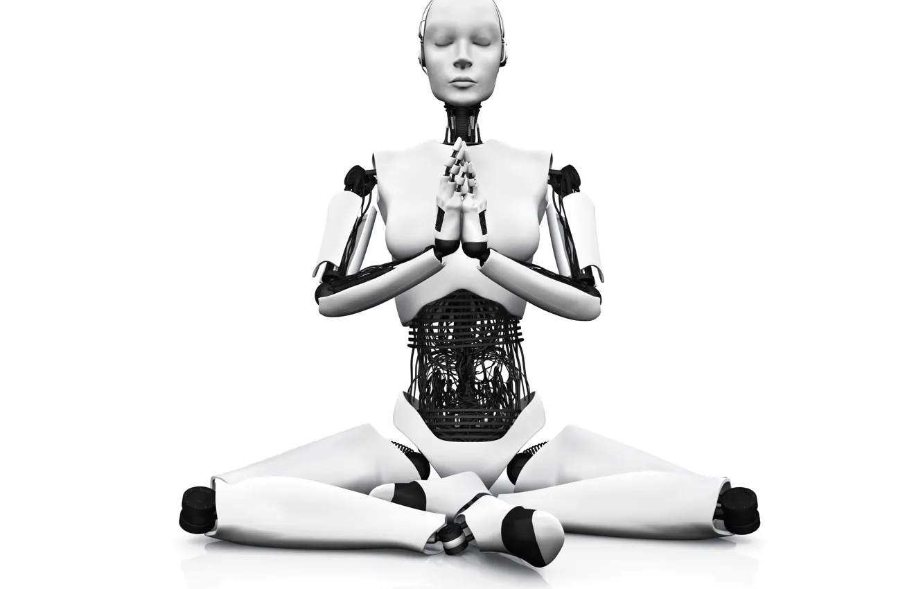 Photo wallpaper Android, white, black, yoga