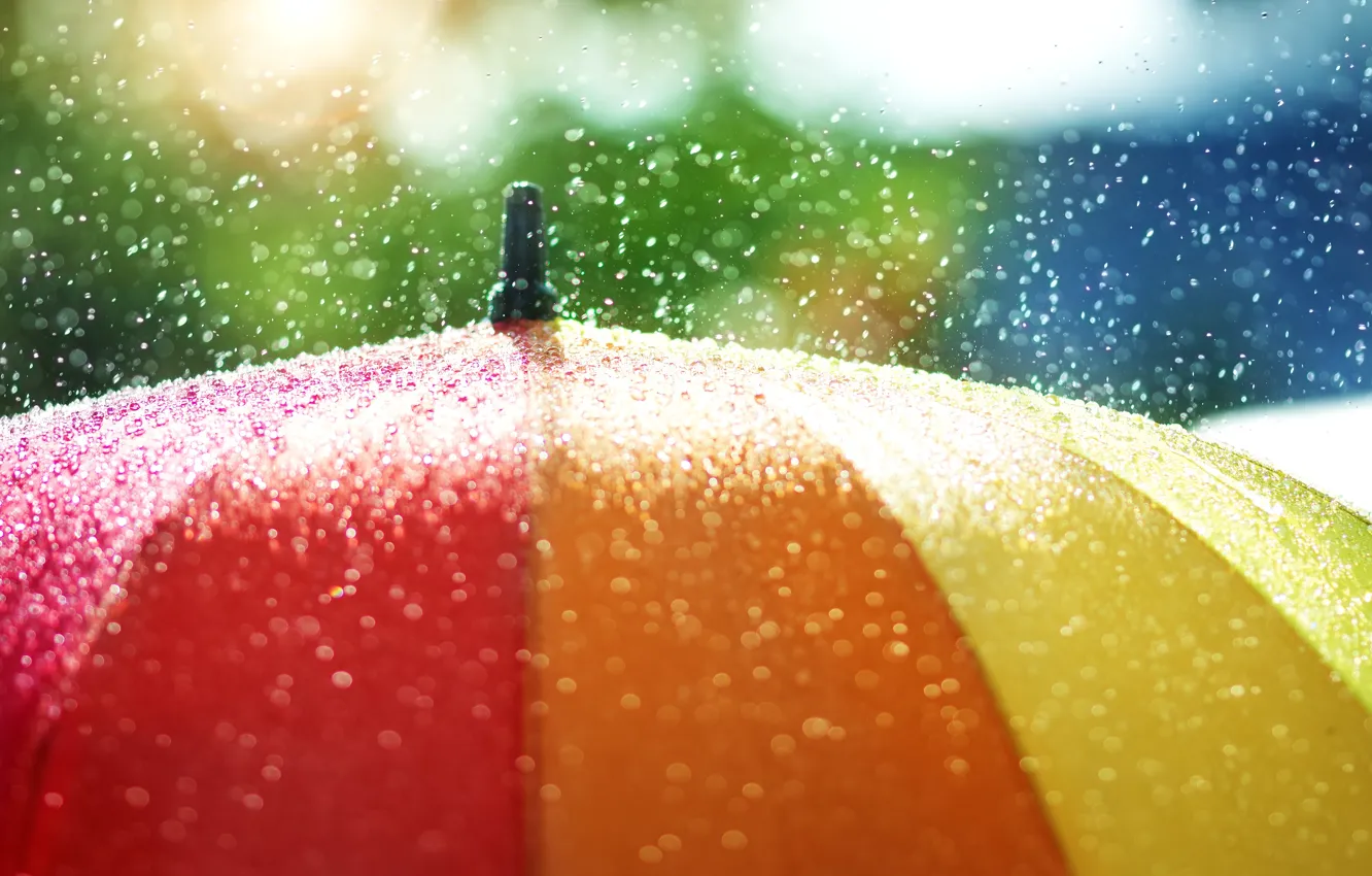 Photo wallpaper drops, rain, mood, color, umbrella