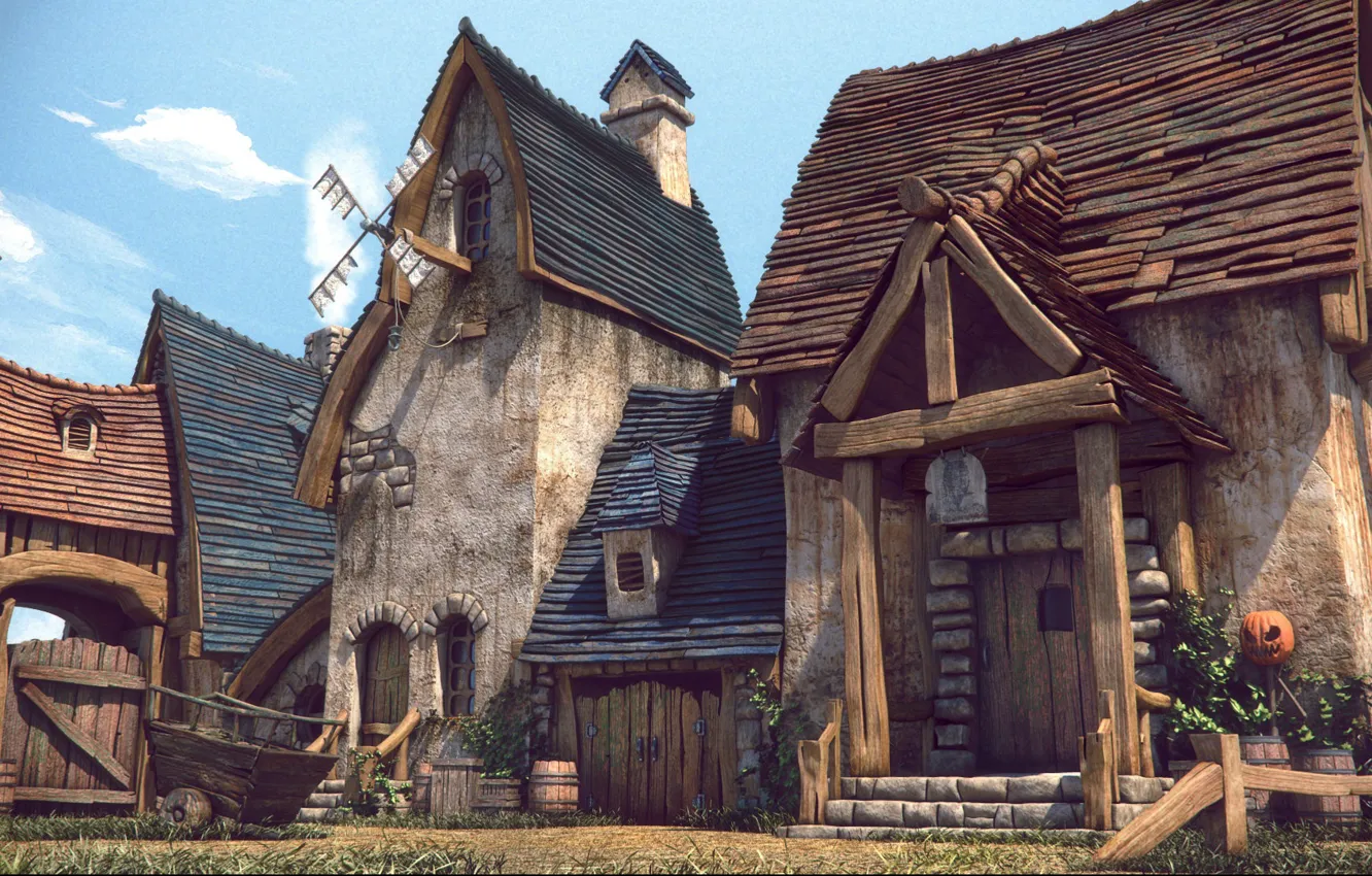 Photo wallpaper buildings, final render, Cartoon City