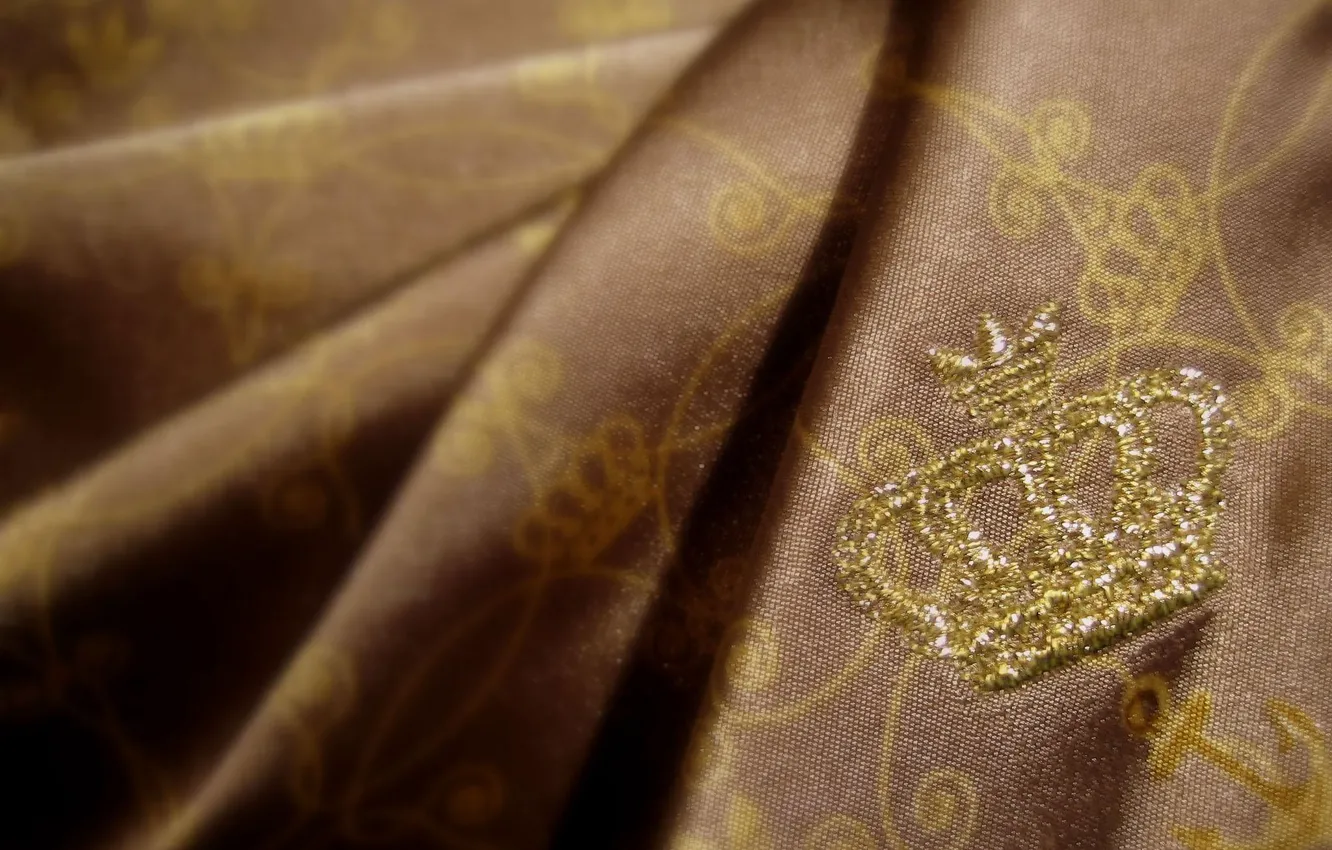 Photo wallpaper gold, crown, fabric