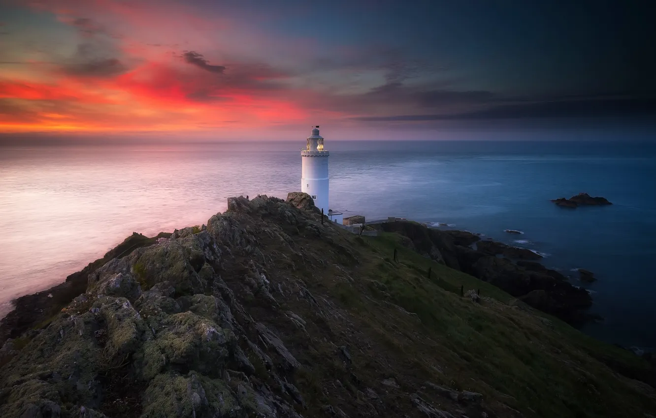 Photo wallpaper sea, shore, lighthouse