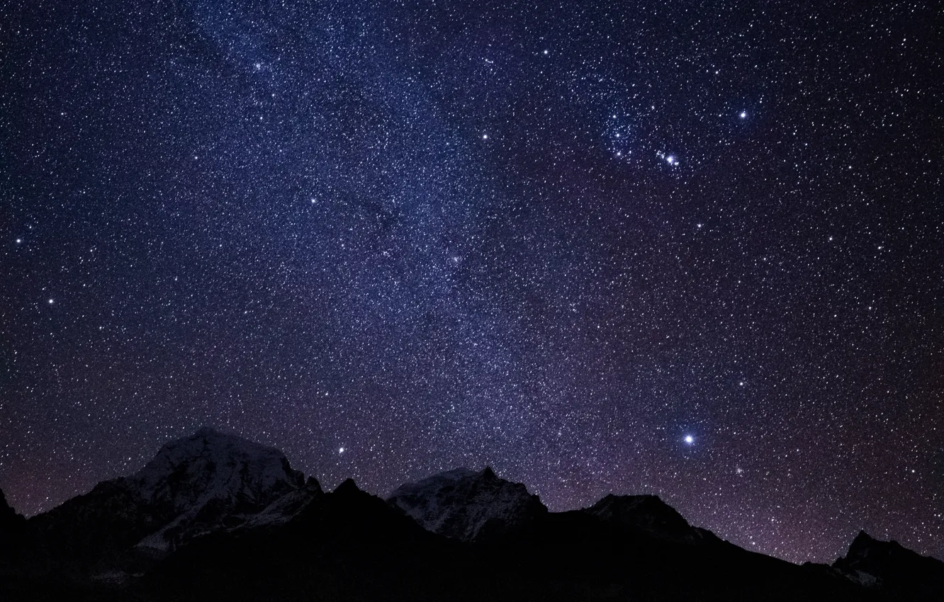 Photo wallpaper the sky, stars, mountains, night, nature, rocks, The Himalayas, Nepal
