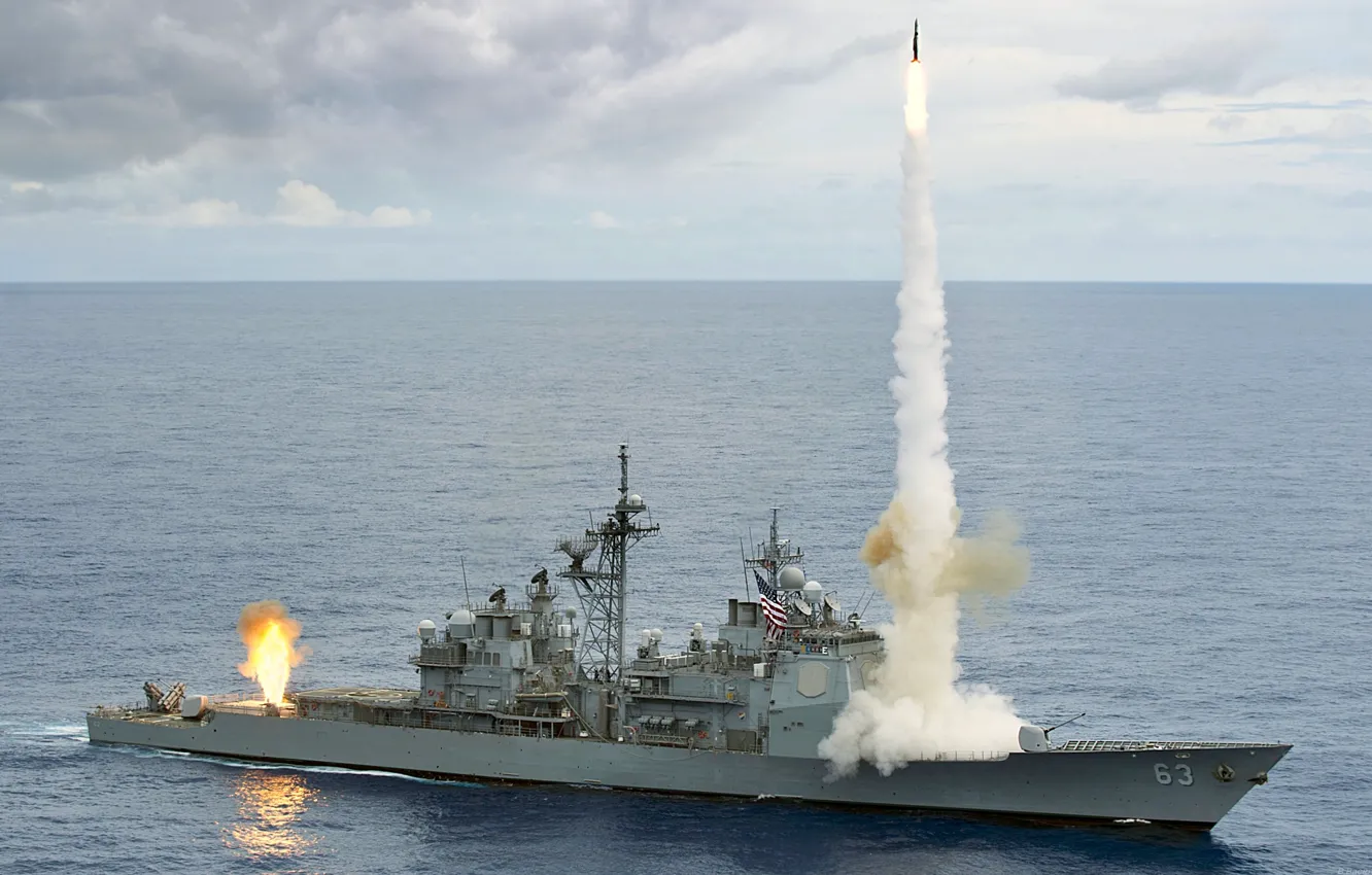 Photo wallpaper cruiser, rocket, USS Cowpens, CG-63