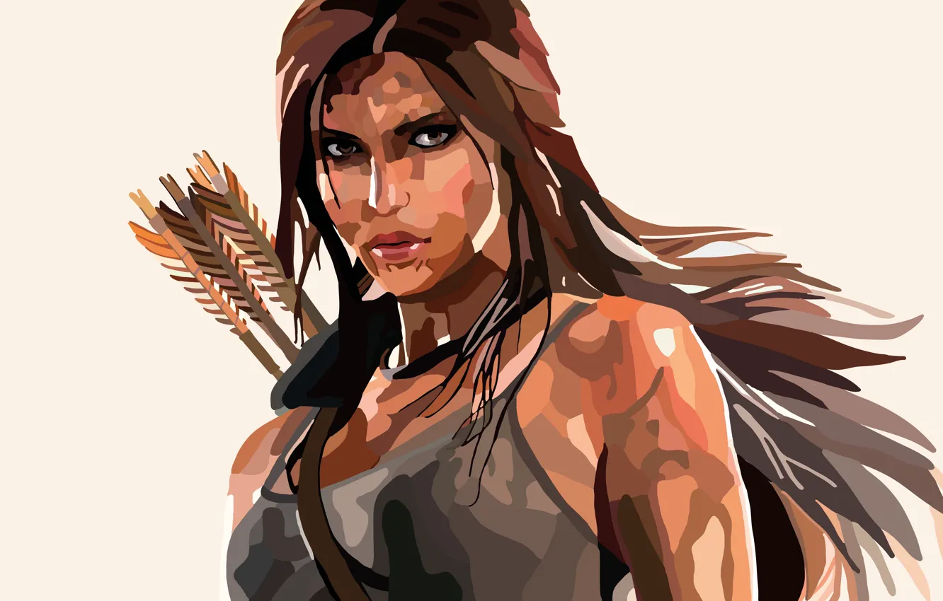 Photo wallpaper face, Lara Croft, arrows, Lara Croft, Rise of the: Tomb Raider
