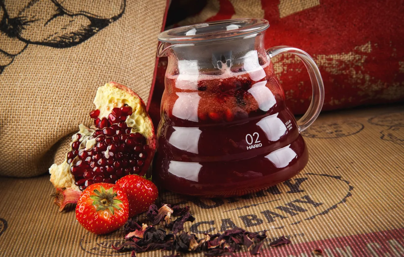 Photo wallpaper strawberry, juice, garnet