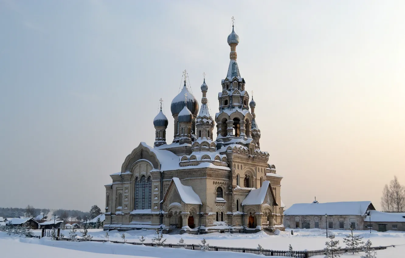 Photo wallpaper winter, snow, Church