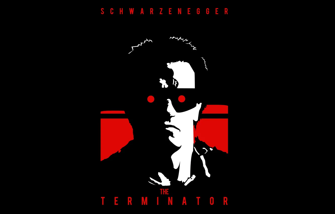 Photo wallpaper robot, terminator, red eyes, cyborg, Arnold Schwarzenegger