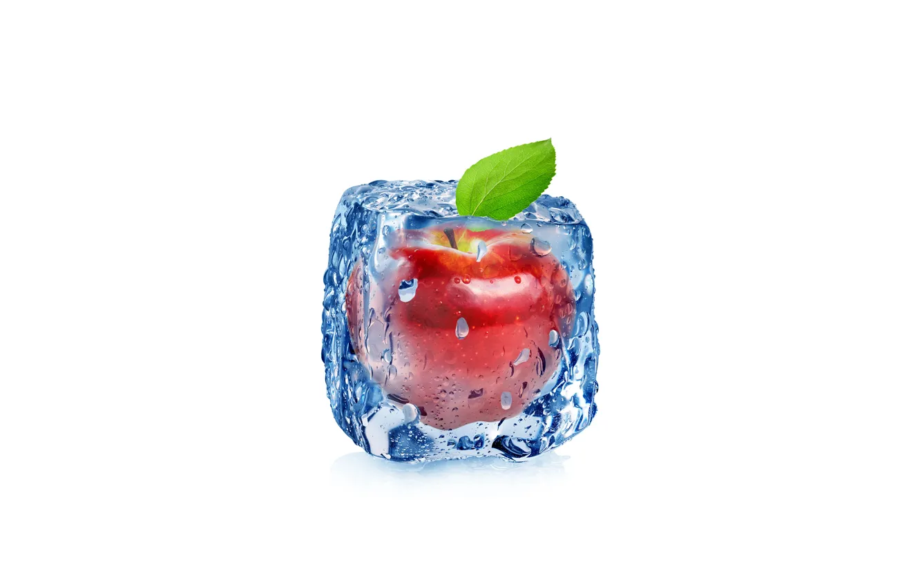 Photo wallpaper drops, abstraction, apple, Apple, water, art, ice, cube
