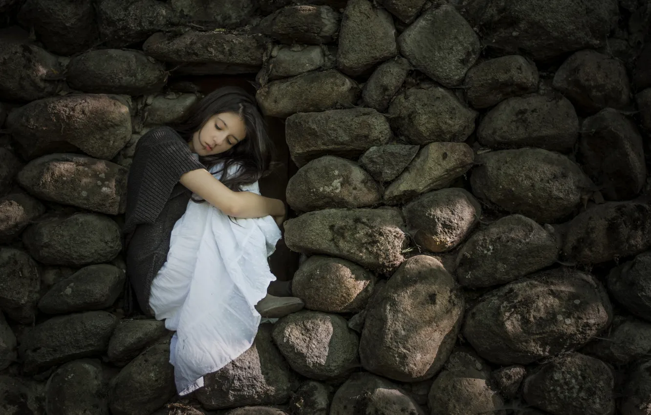 Photo wallpaper girl, background, wall