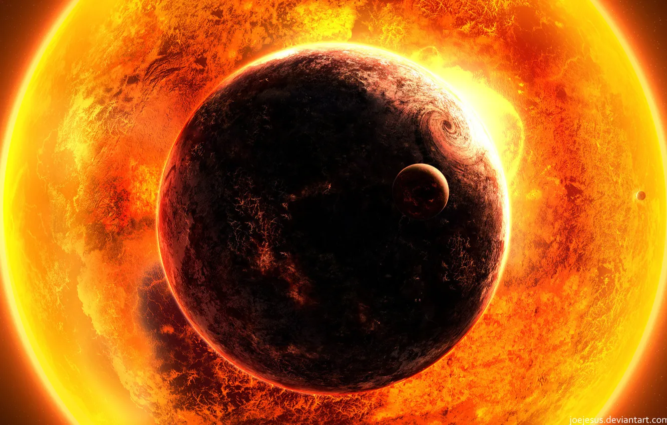 Photo wallpaper the sun, planet, eye, warm