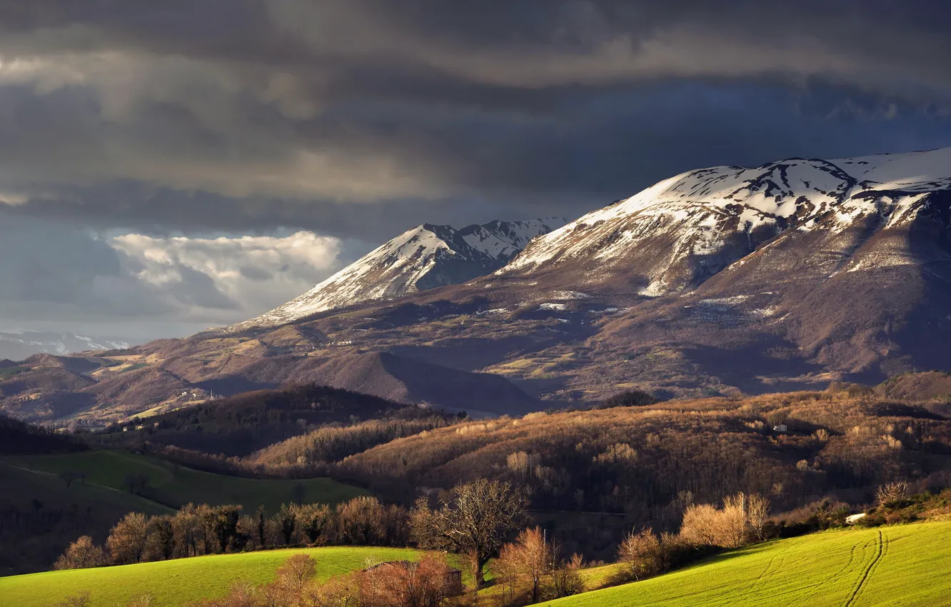 Photo wallpaper landscape, mountains, valley