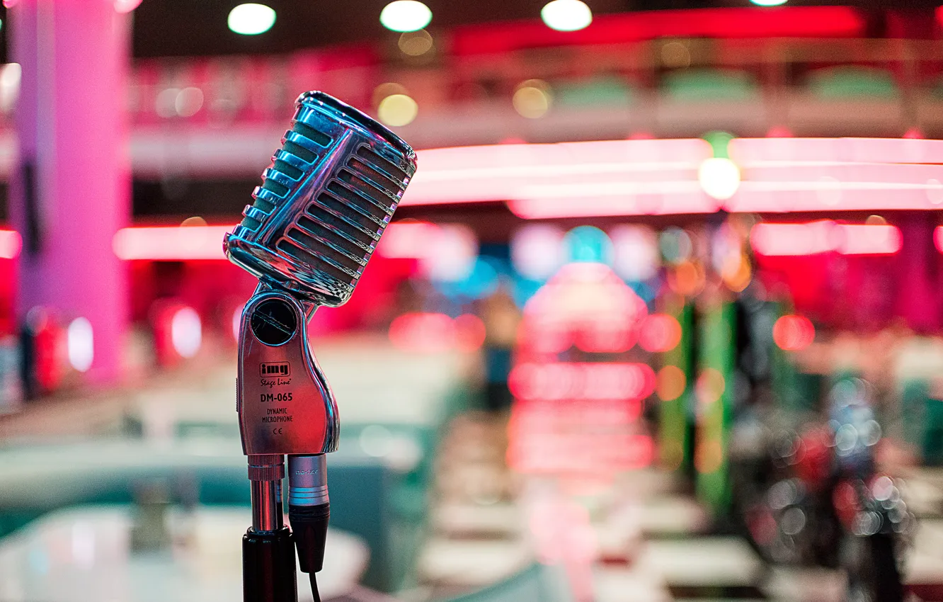 Photo wallpaper macro, style, music, microphone, bokeh
