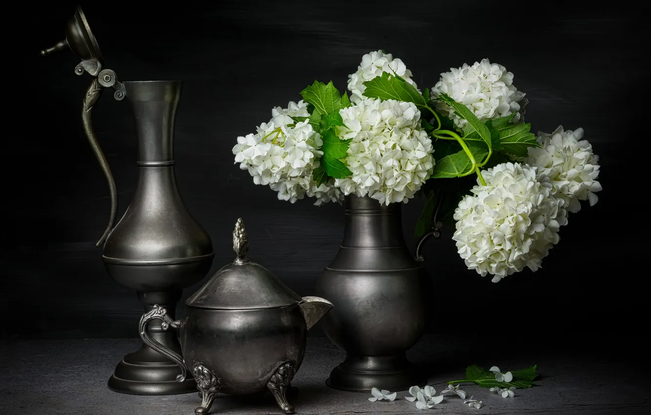 Photo wallpaper flowers, bouquet, dishes, still life, Baldoni