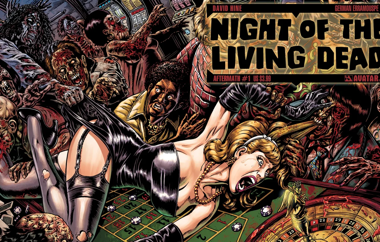 Photo wallpaper zombies, woman, comic, casino, Night of the living dead