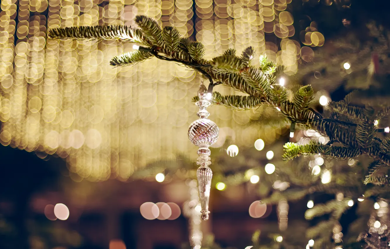 Photo wallpaper balls, holiday, New Year, Christmas, Christmas, bokeh, New Year