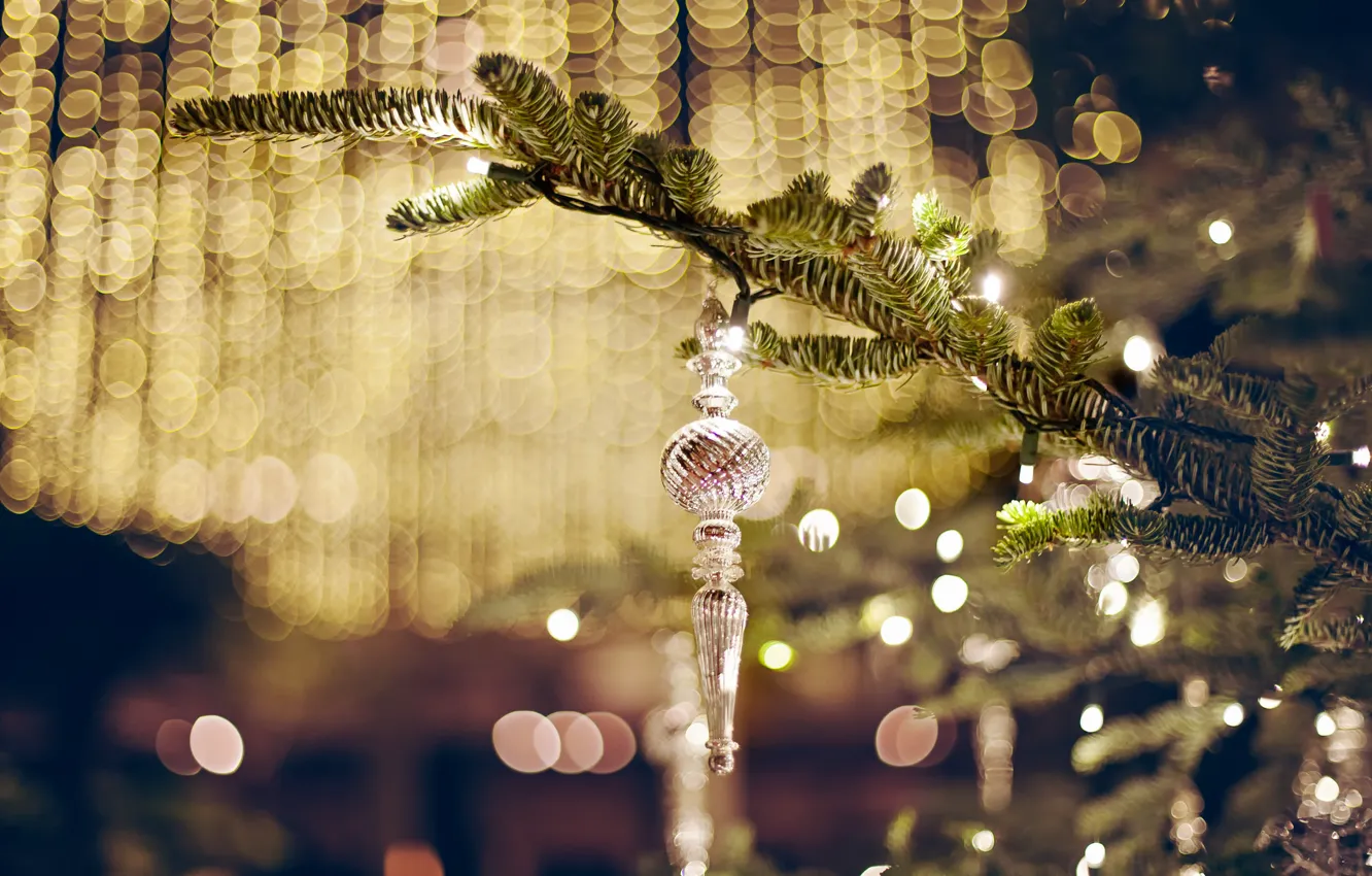 Photo wallpaper balls, holiday, new year, Christmas, Christmas, bokeh, New Year