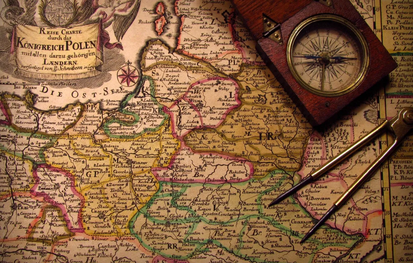 Photo wallpaper vintage, romance, compass, Adventure, treasure hunt, old maps