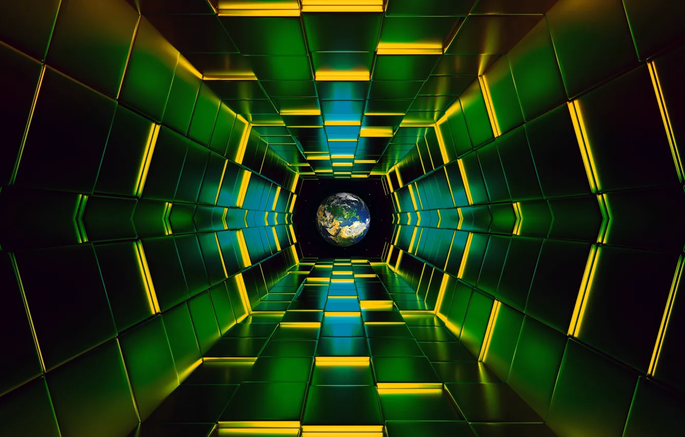 Photo wallpaper space, fantasy, planet, the tunnel
