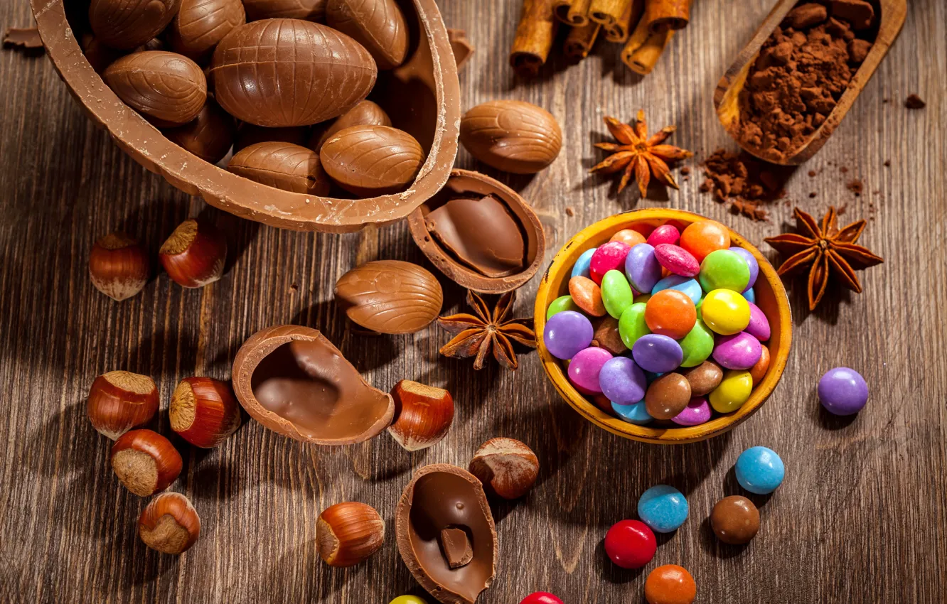 Photo wallpaper chocolate, eggs, Easter, chocolate, Easter, eggs, decoration, Happy