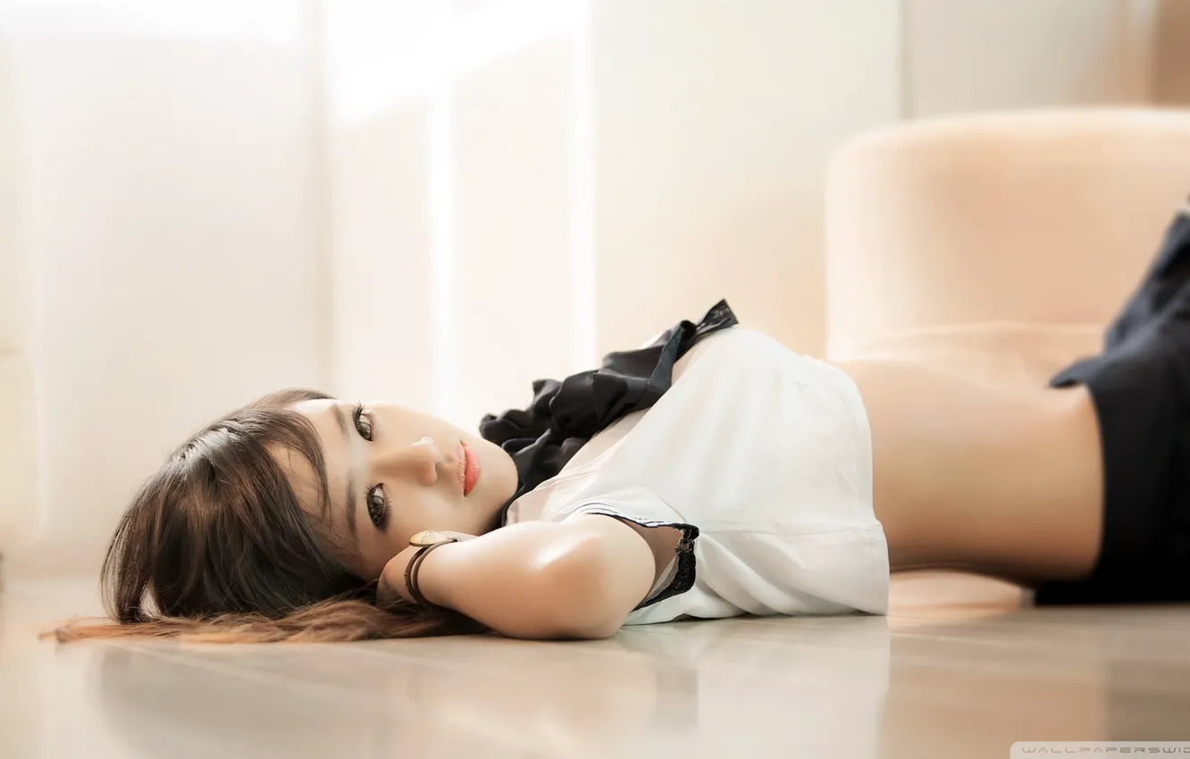 Photo wallpaper girl, sexy, lovely, japanese, lying