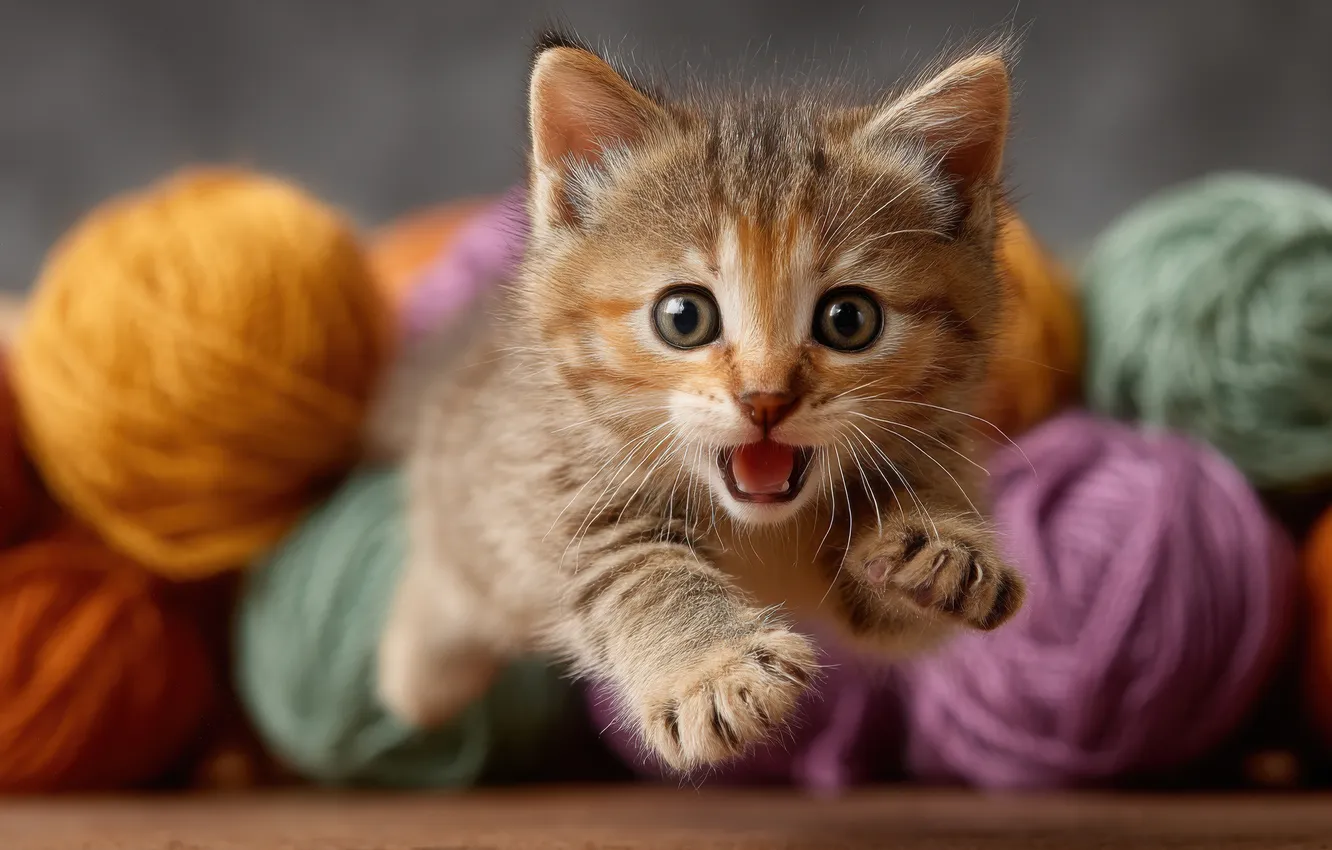 Photo wallpaper language, cat, look, tangle, pose, jump, the game, legs