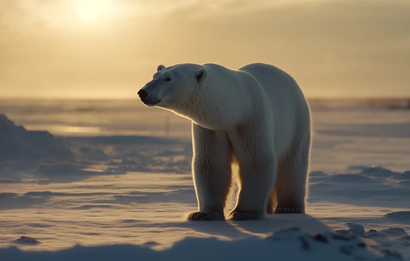 Photo wallpaper winter, snow, predator, bear, polar bear, digital art, AI art, The Art of Artificial Intelligence