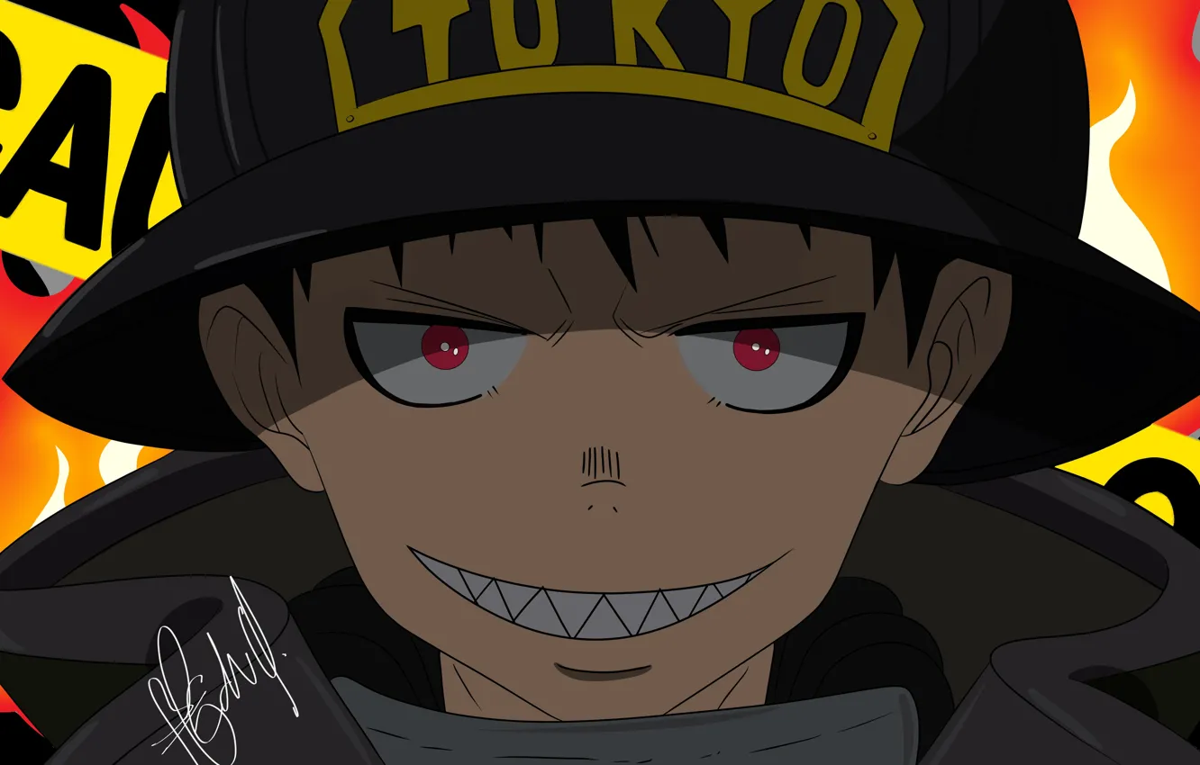 Photo wallpaper smile, guy, Enen no Shouboutai, Flaming Fire Brigade