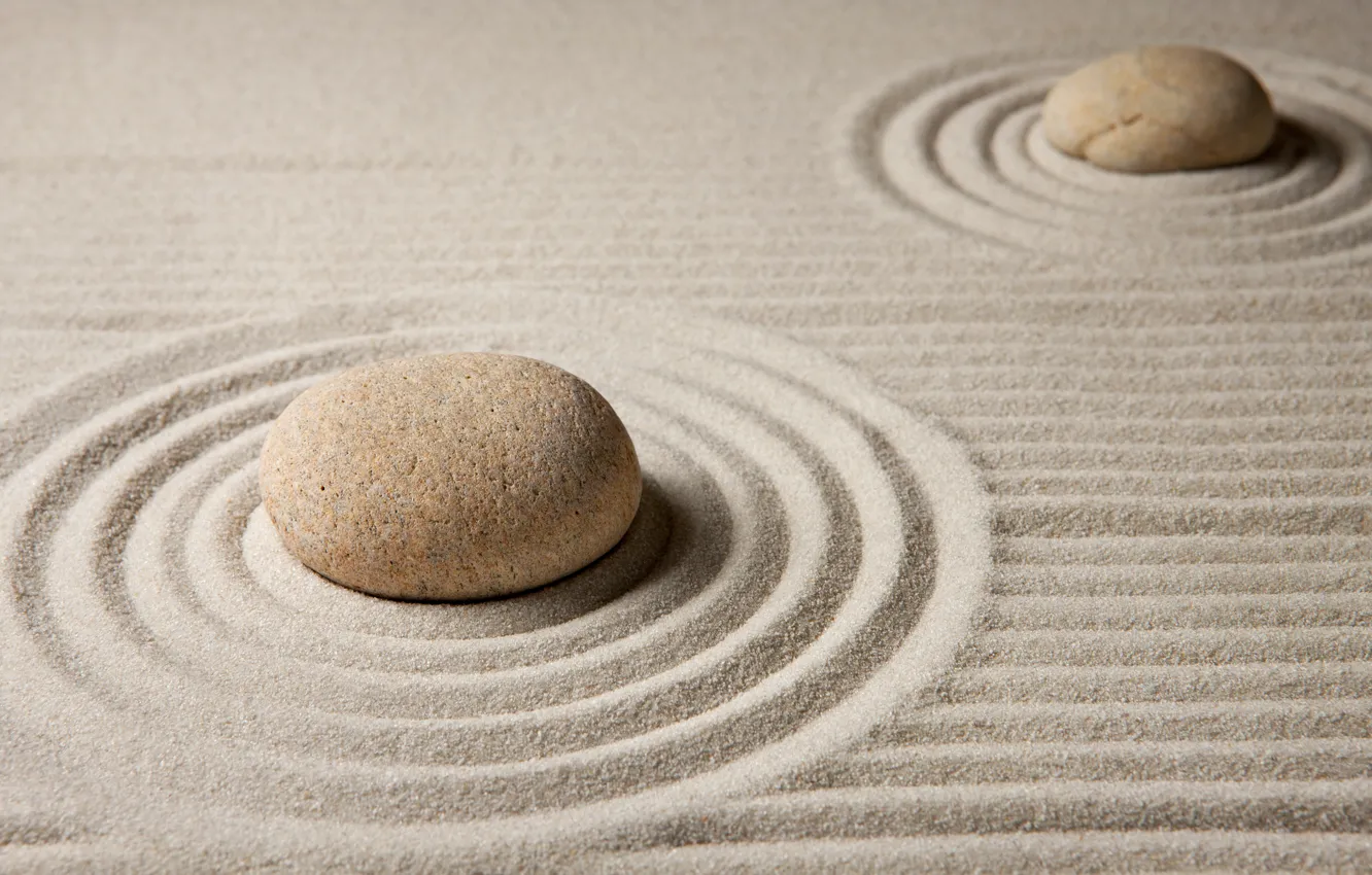 Photo wallpaper sand, stones, stone, sand, zen