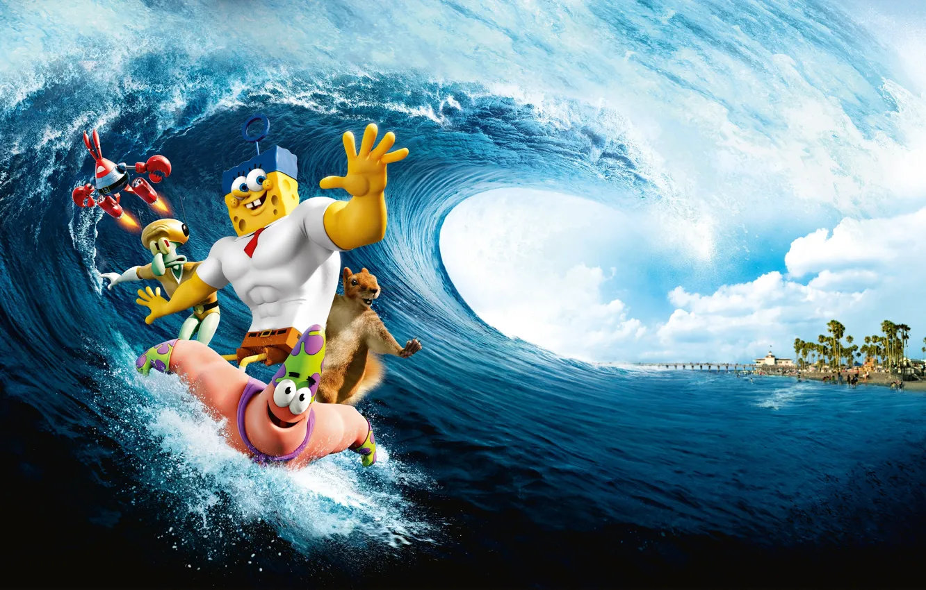 Photo wallpaper wave, the ocean, Spongebob, The SpongeBob Movie, Sponge Out of Water, The SpongeBob Movie: Sponge …