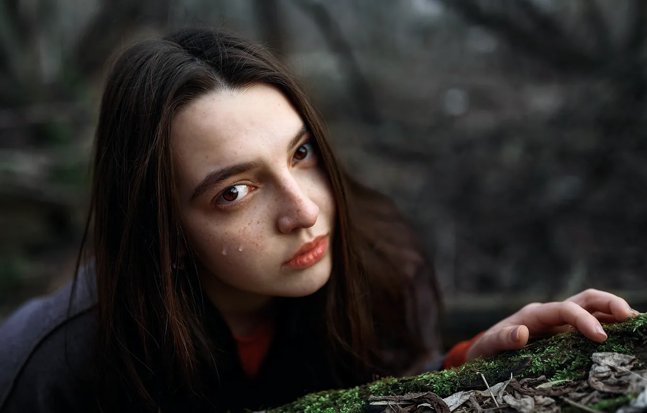 Photo wallpaper girl, tears, freckles, Vlad.