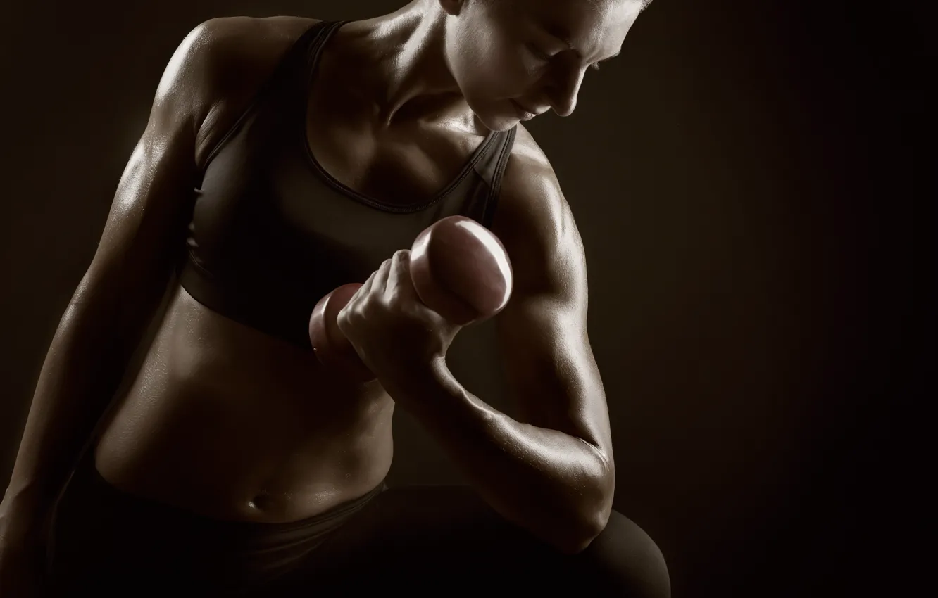 Photo wallpaper pose, workout, weights, sportswear, woman fitness