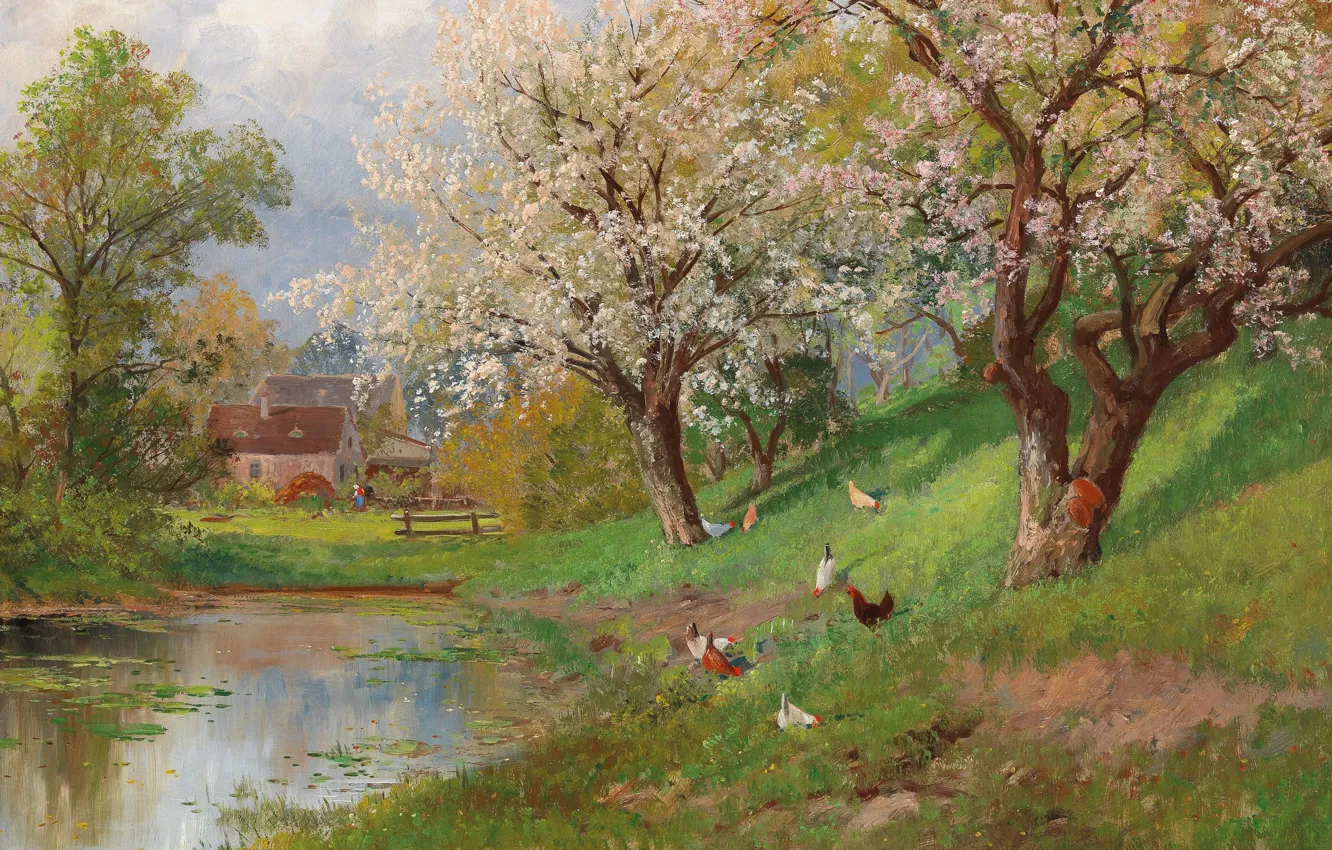 Photo wallpaper Alois Arnegger, Austrian painter, Austrian painter, oil on canvas, Alois Arnegger, Spring in the Country, …