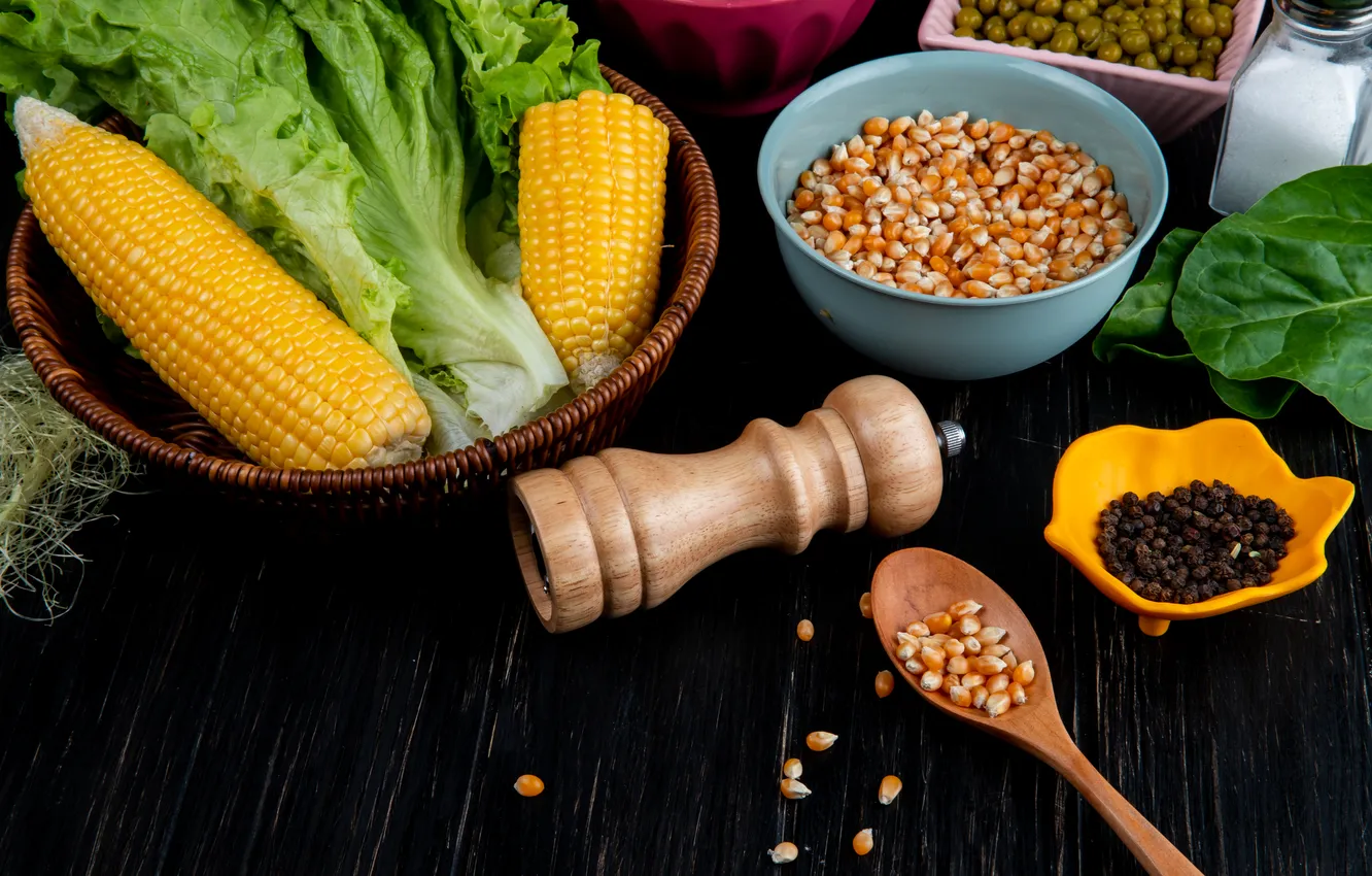 Photo wallpaper corn, the cob, corn grains
