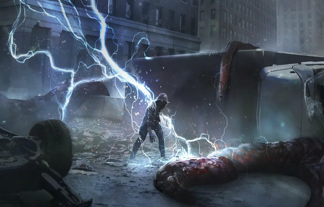 Photo wallpaper lightning, power, man, by Max Duran