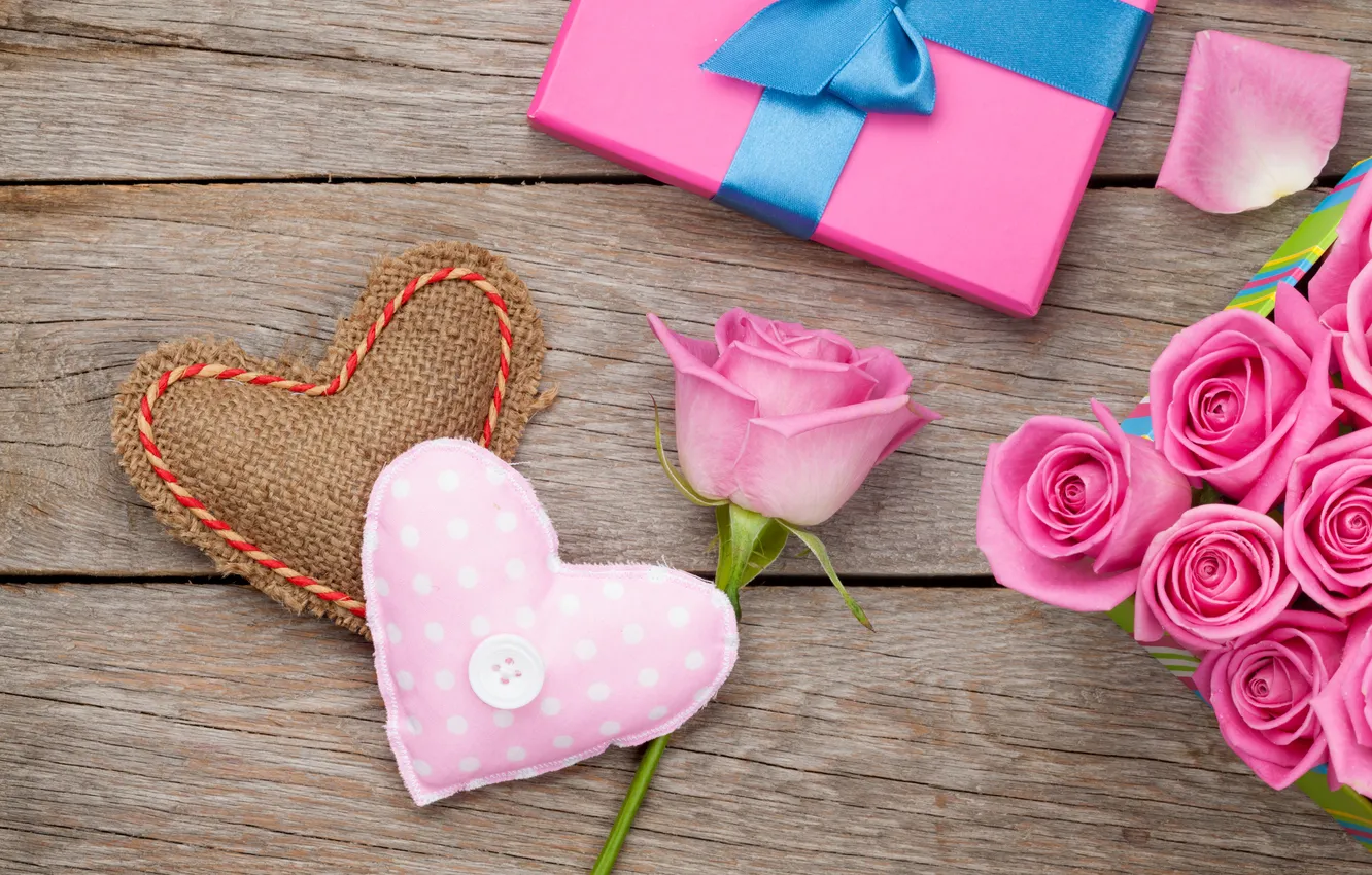 Photo wallpaper love, flowers, gift, romance, heart, roses, bouquet, love