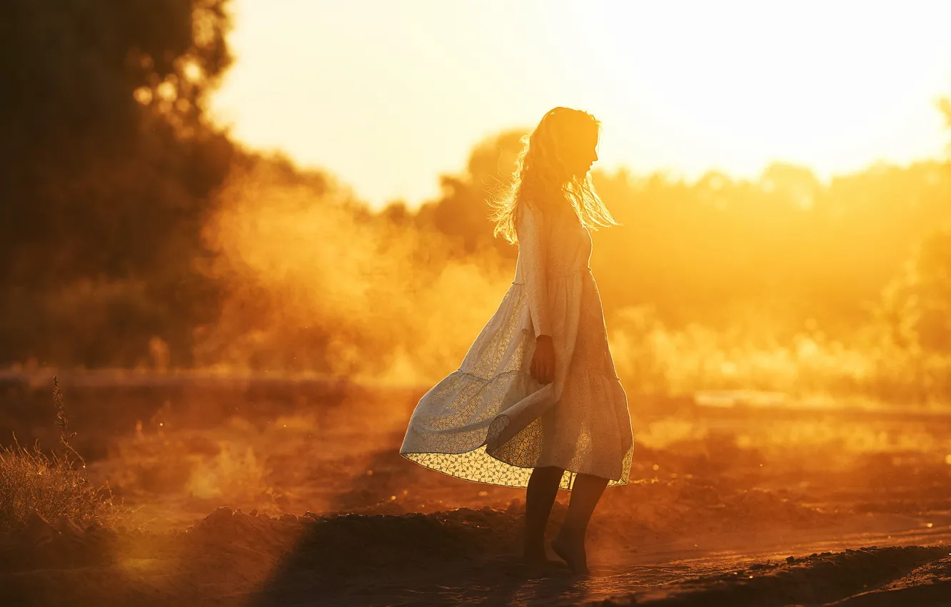Photo wallpaper girl, the sun, light, pose, dress, Vadim Mironov